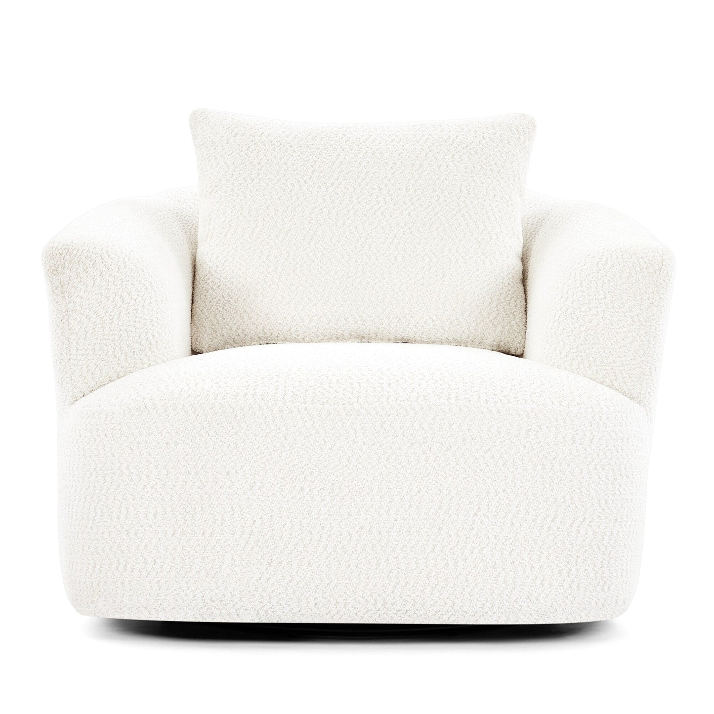 Chaise pivotante à 360°, chaise d'appoint en boucle de 38,2 pouces avec coussin décoratif, fauteuil canapé en forme de baril avec accoudoirs incurvés.
