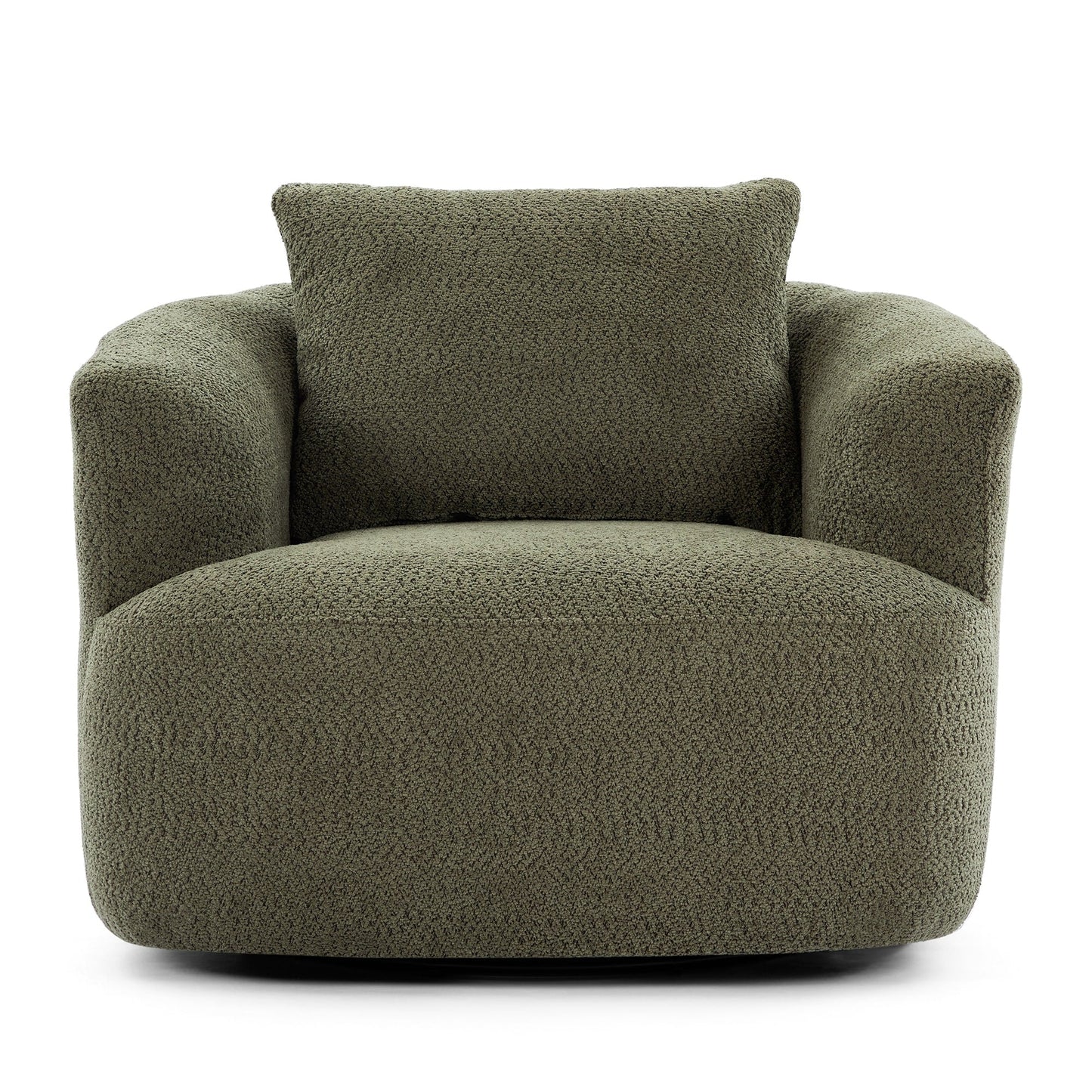 Chaise pivotante à 360°, chaise d'appoint en boucle de 38,2 pouces avec coussin décoratif, fauteuil canapé en forme de baril avec accoudoirs incurvés.
