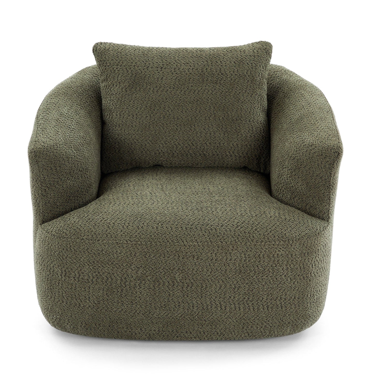 Chaise pivotante à 360°, chaise d'appoint en boucle de 38,2 pouces avec coussin décoratif, fauteuil canapé en forme de baril avec accoudoirs incurvés.