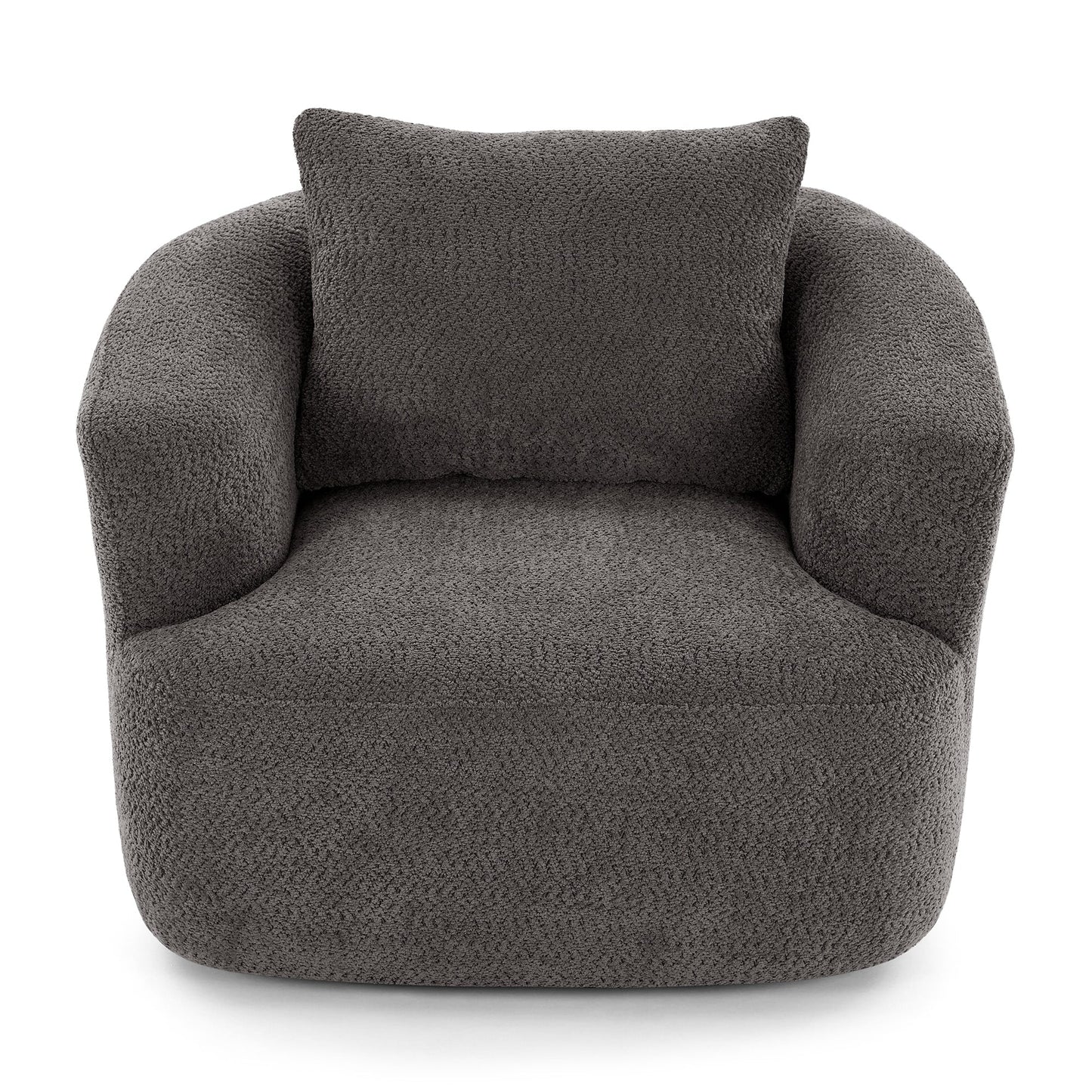 Chaise pivotante à 360°, chaise d'appoint en boucle de 38,2 pouces avec coussin décoratif, fauteuil canapé en forme de baril avec accoudoirs incurvés.