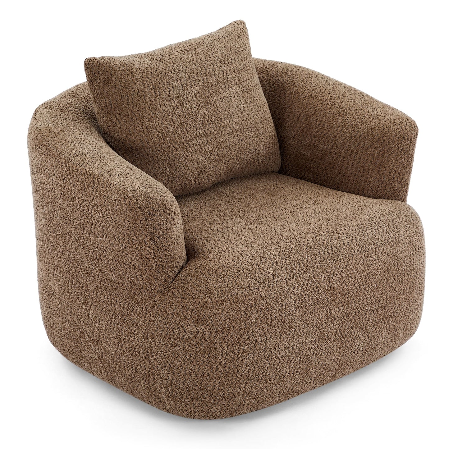 Chaise pivotante à 360°, chaise d'appoint en boucle de 38,2 pouces avec coussin décoratif, fauteuil canapé en forme de baril avec accoudoirs incurvés.