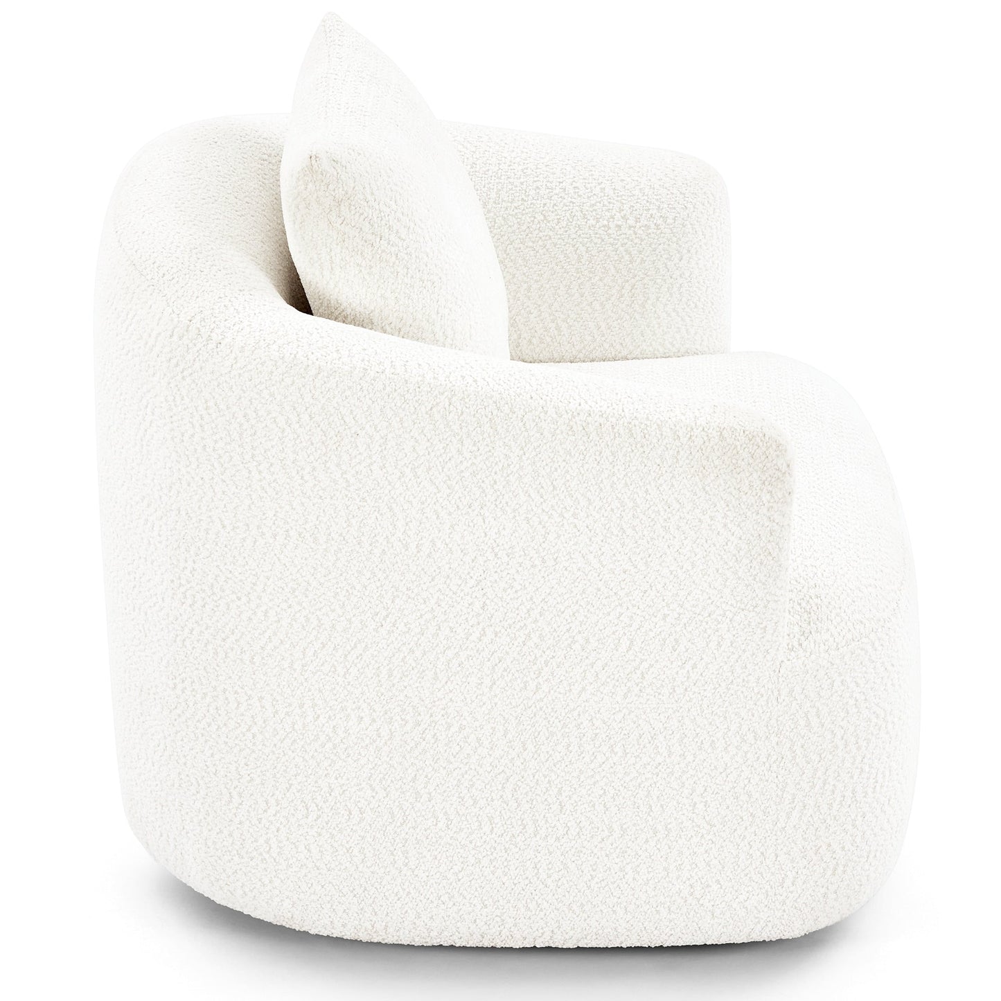 Chaise pivotante à 360°, chaise d'appoint en boucle de 38,2 pouces avec coussin décoratif, fauteuil canapé en forme de baril avec accoudoirs incurvés.