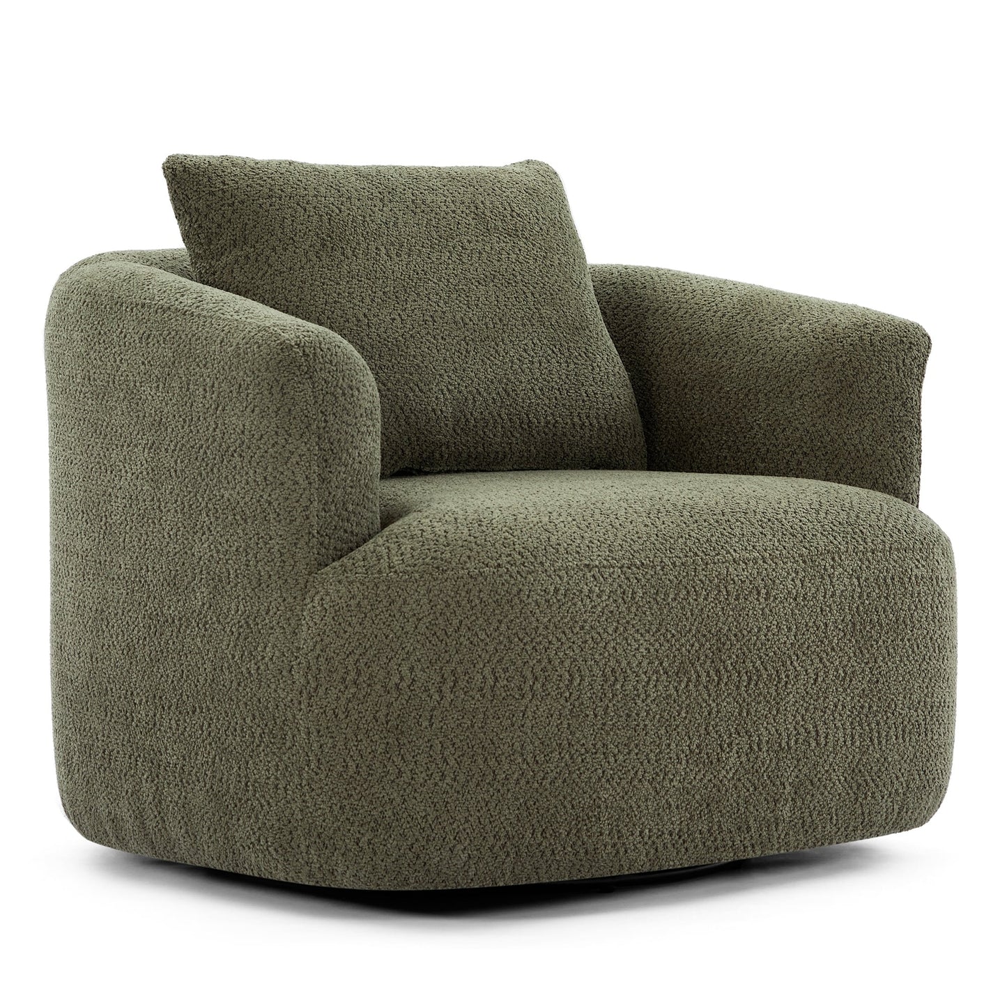 Chaise pivotante à 360°, chaise d'appoint en boucle de 38,2 pouces avec coussin décoratif, fauteuil canapé en forme de baril avec accoudoirs incurvés.