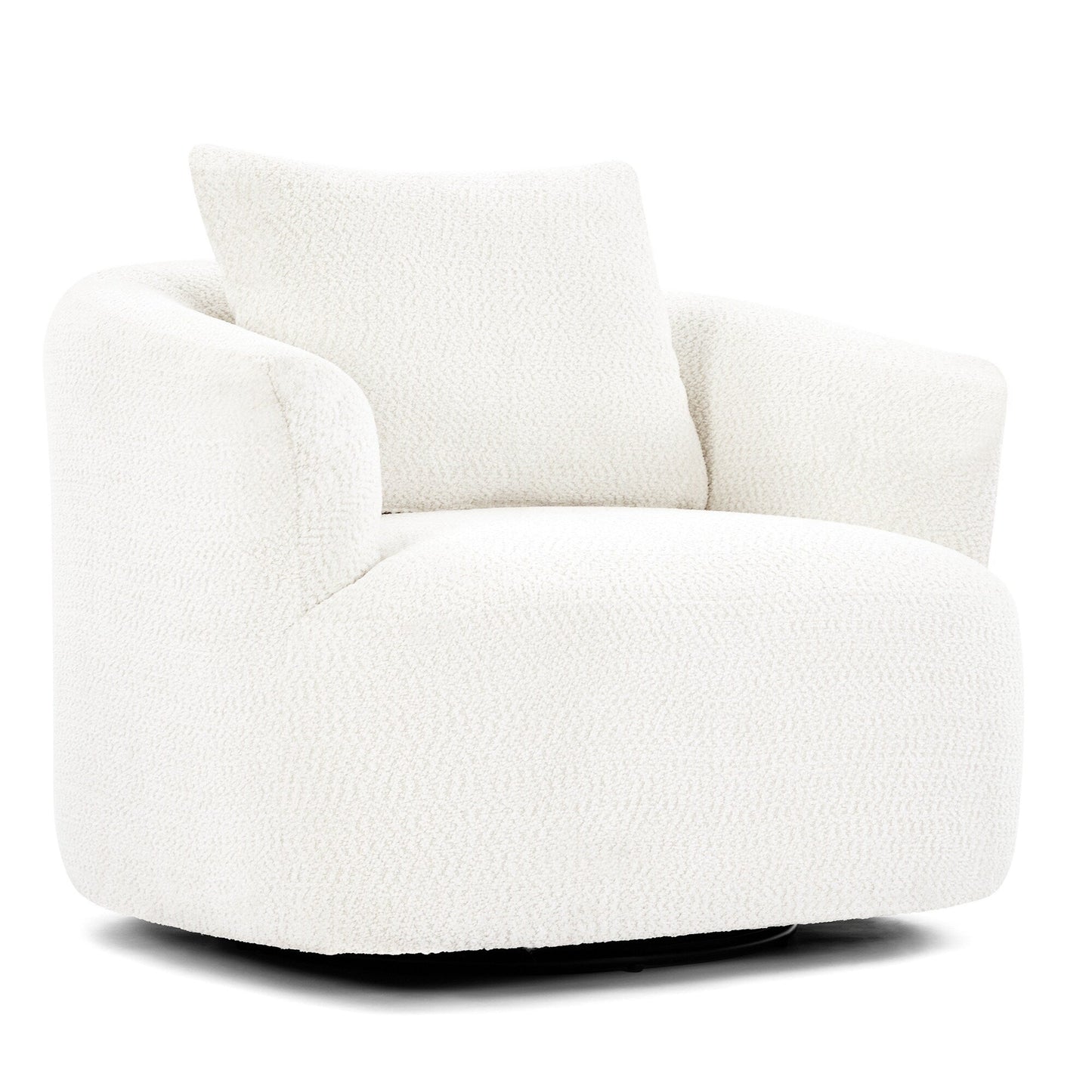 Chaise pivotante à 360°, chaise d'appoint en boucle de 38,2 pouces avec coussin décoratif, fauteuil canapé en forme de baril avec accoudoirs incurvés.