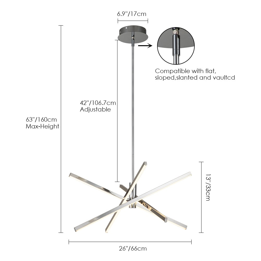 Luminaire suspendu linéaire en forme de sputnik, en aluminium noir/doré, à LED, style moderne, pour salon/salle à manger/cuisine.