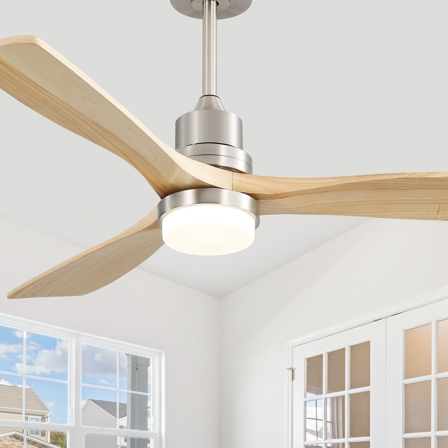 Ventilateur de plafond à LED intégré de 48 et 52 pouces avec éclairage et télécommande, moteur à courant continu réversible.