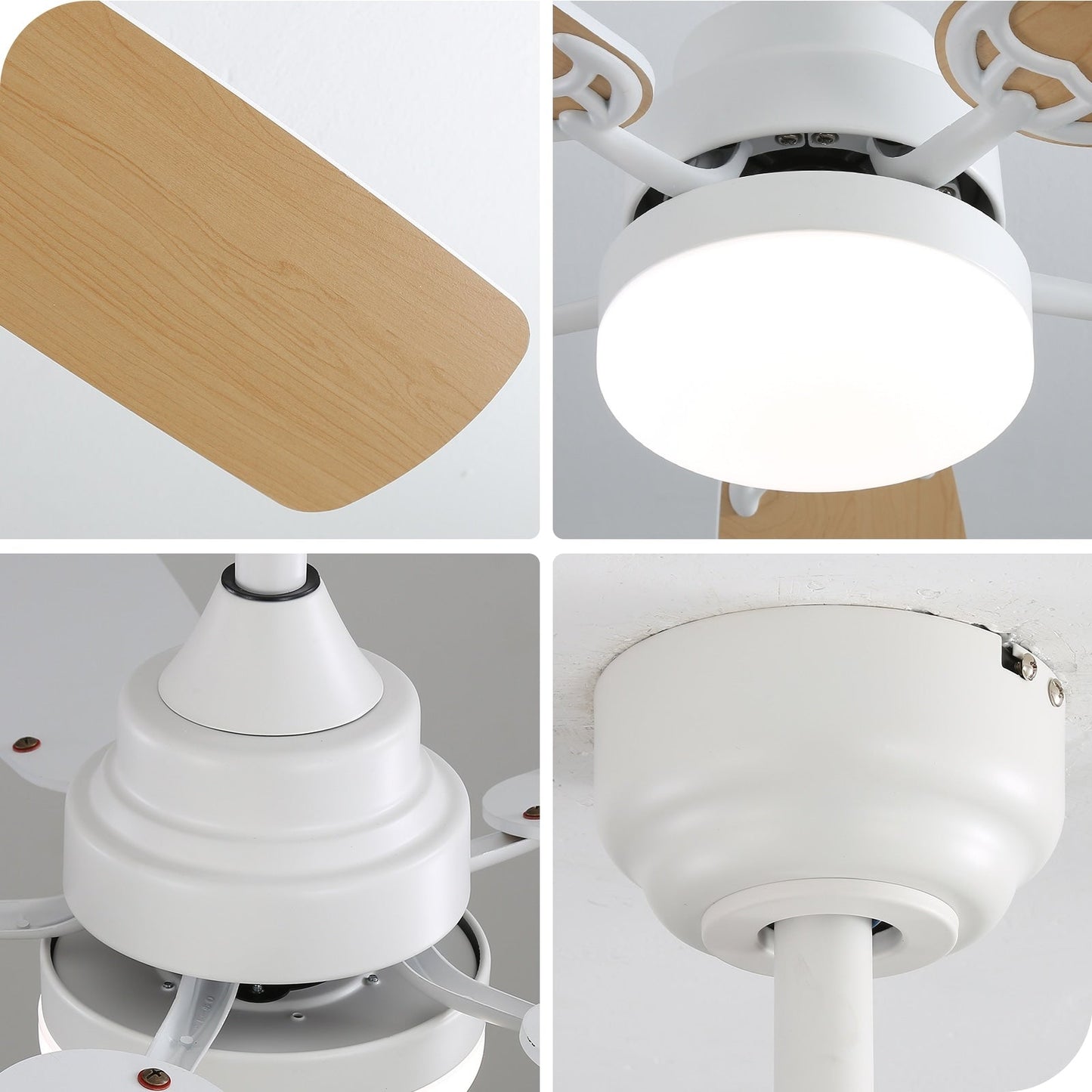 Ventilateur de plafond à LED intégré de 48 et 52 pouces avec éclairage et télécommande, moteur à courant continu réversible.
