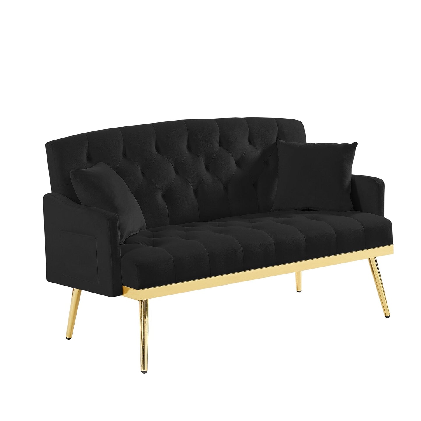 Canapé 2 places en velours 55,5 pouces avec 2 coussins, design contemporain et assemblage facile.