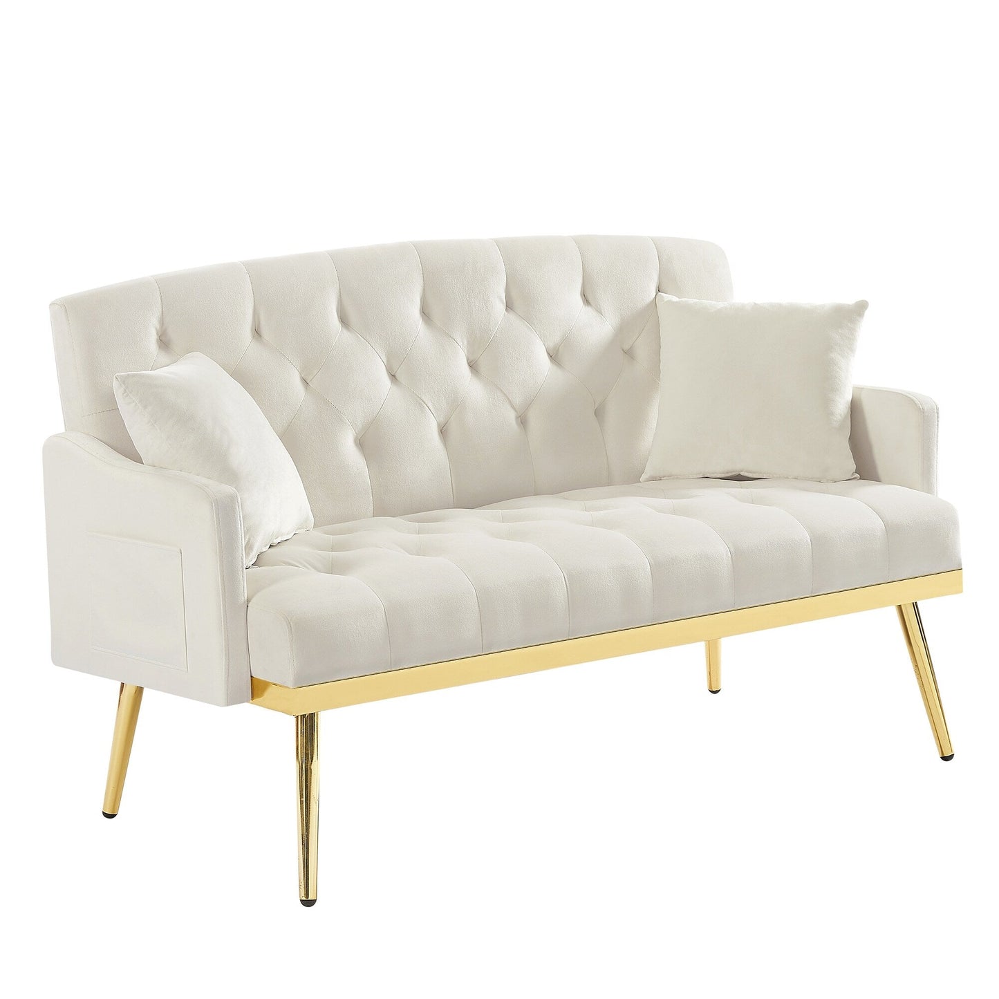 Canapé 2 places en velours 55,5 pouces avec 2 coussins, design contemporain et assemblage facile.