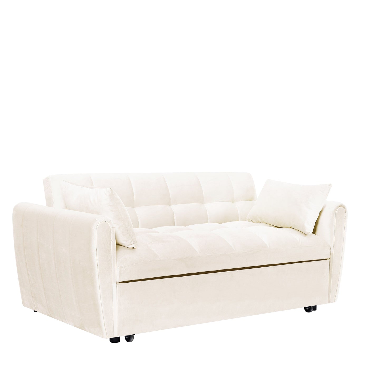 Canapé-lit convertible 3-en-1 en velours 64,96 avec dossier réglable, poche de rangement et capacité de poids de 227 kg.