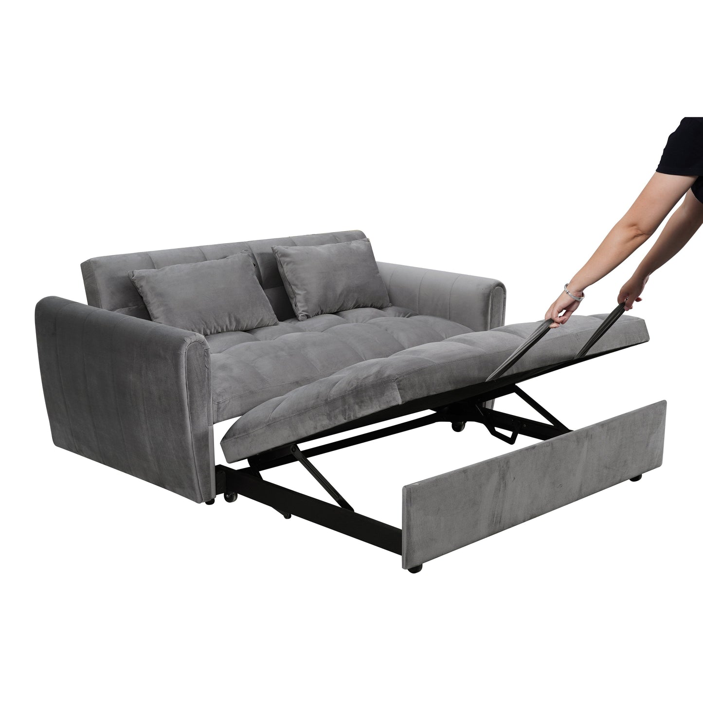 Canapé-lit convertible 3-en-1 en velours 64,96 avec dossier réglable, poche de rangement et capacité de poids de 227 kg.