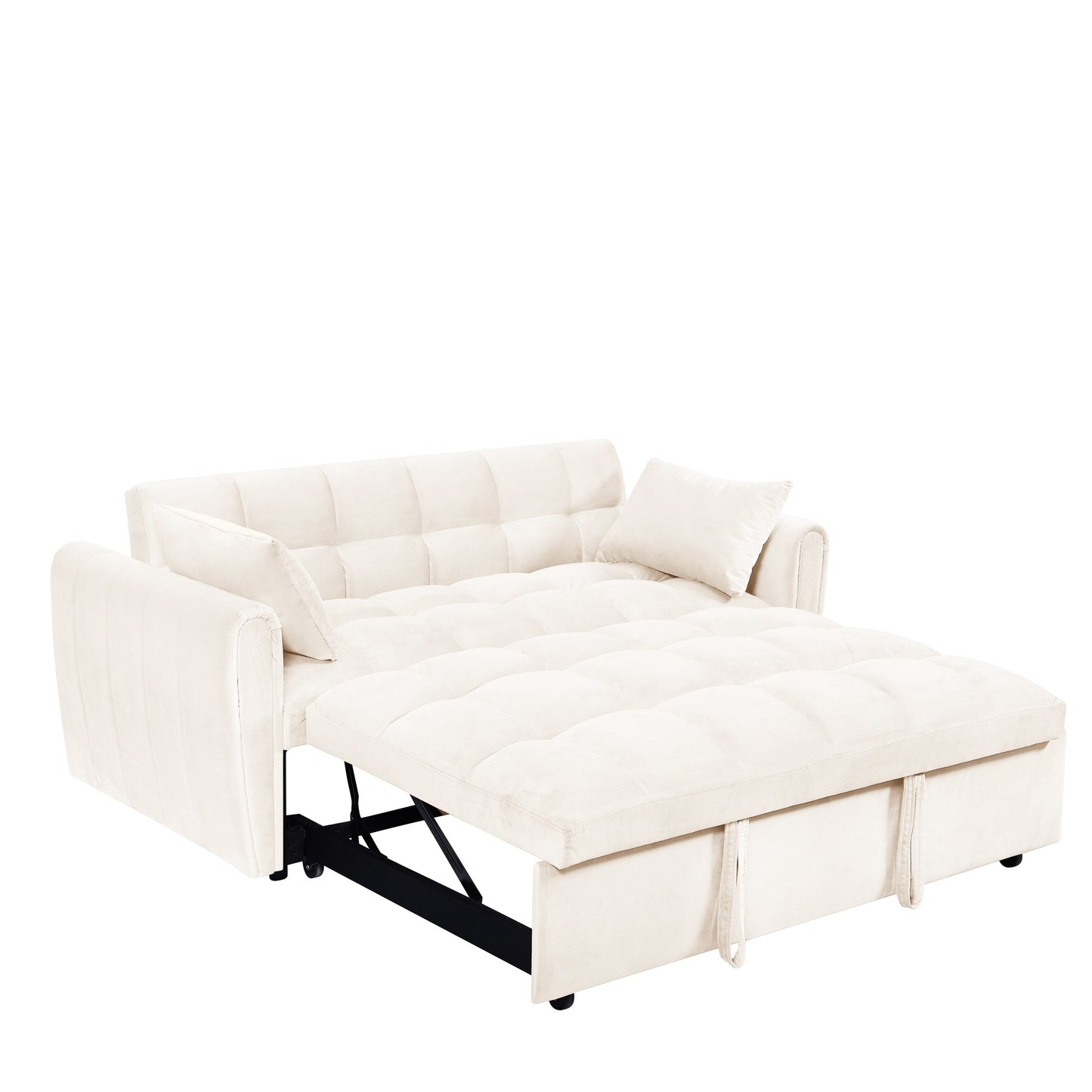 Canapé-lit convertible 3-en-1 en velours 64,96 avec dossier réglable, poche de rangement et capacité de poids de 227 kg.