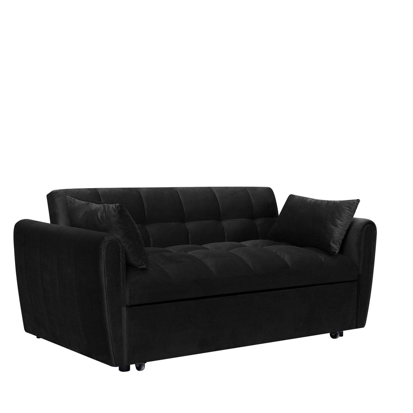 Canapé-lit convertible 3-en-1 en velours 64,96 avec dossier réglable, poche de rangement et capacité de poids de 227 kg.
