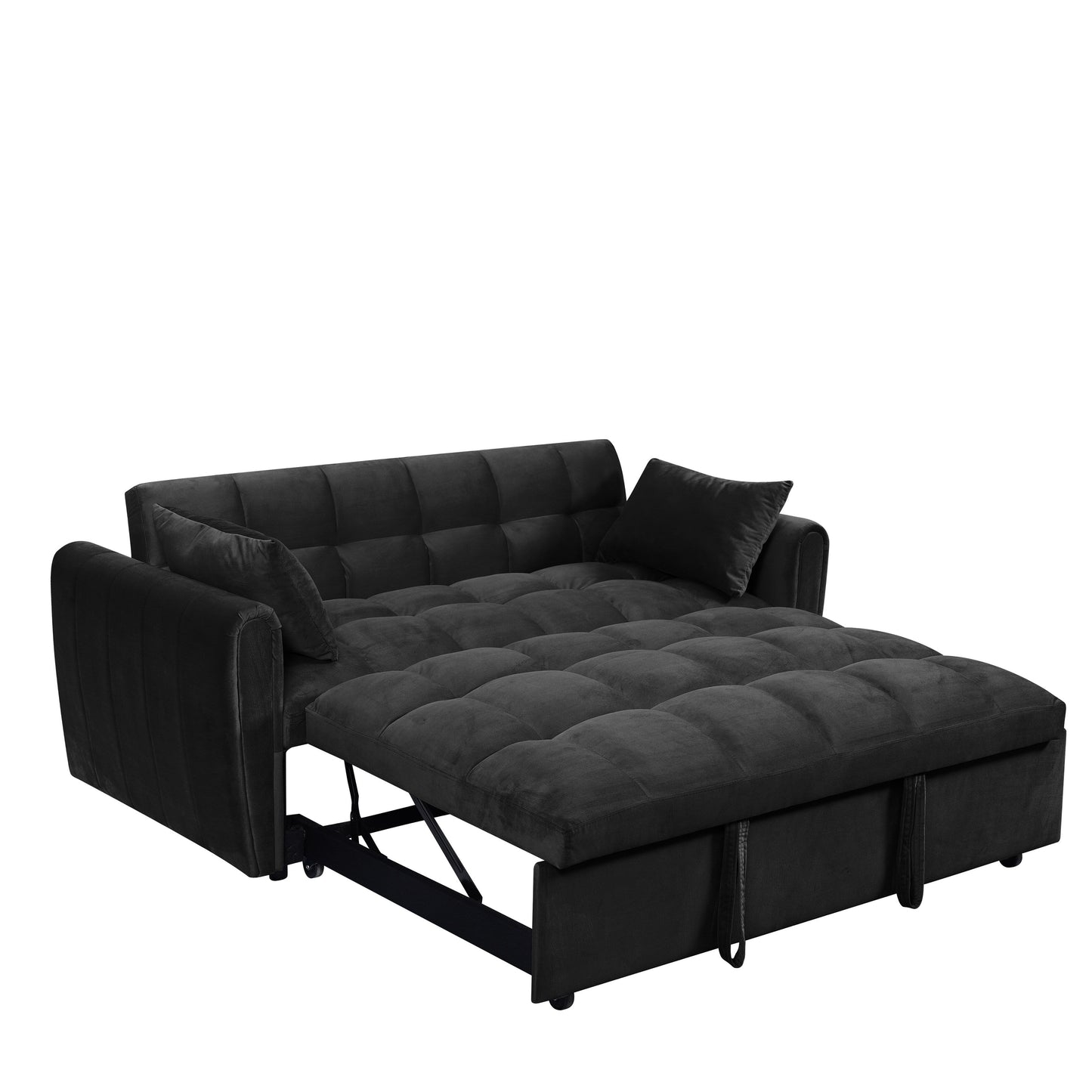 Canapé-lit convertible 3-en-1 en velours 64,96 avec dossier réglable, poche de rangement et capacité de poids de 227 kg.