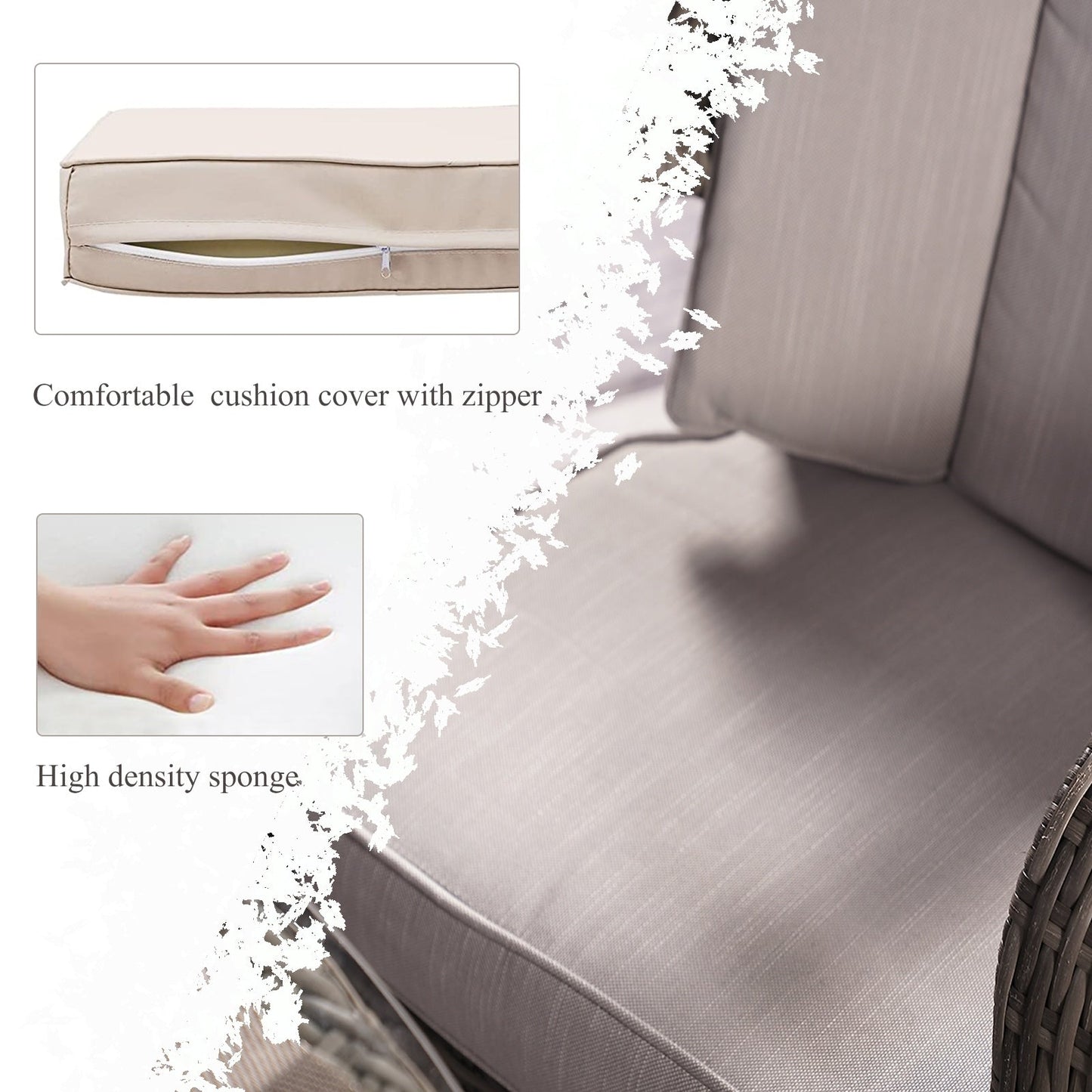 Ensemble de repas rond en rotin pour extérieur, 7 pièces, avec coussins, de Moda Furnishings