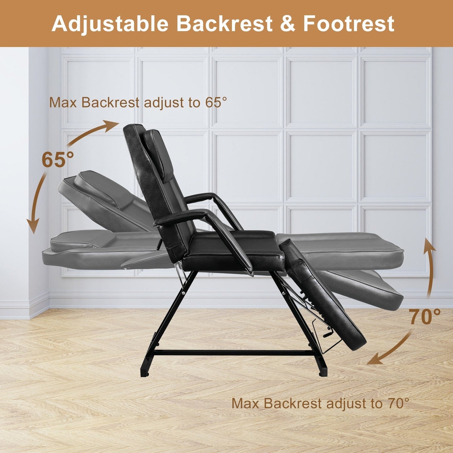 Chaise de tatouage, lit de massage, chaise de salon de beauté et spa réglable 73 avec tabouret