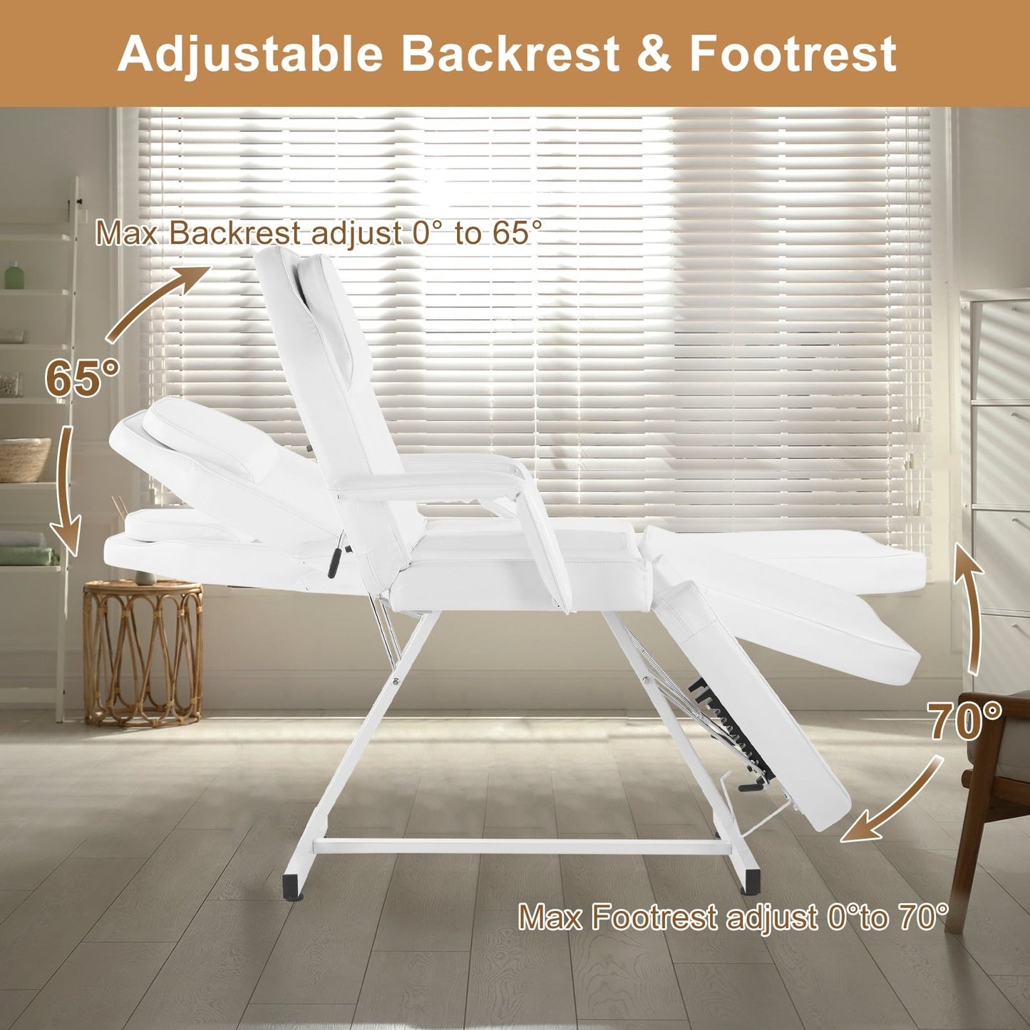 Chaise de tatouage, lit de massage, chaise de salon de beauté et spa réglable 73 avec tabouret
