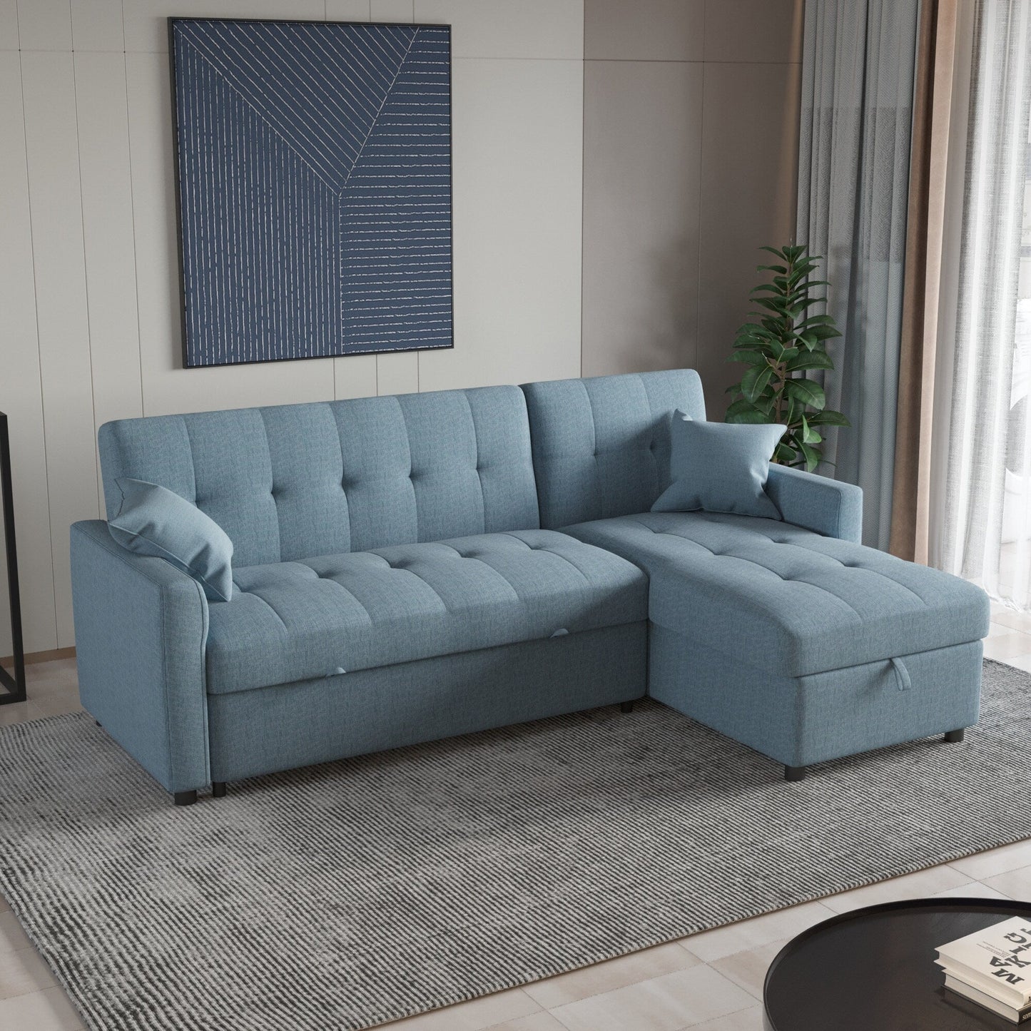 Canapé-lit et chaise longue réversibles de 208 cm de large