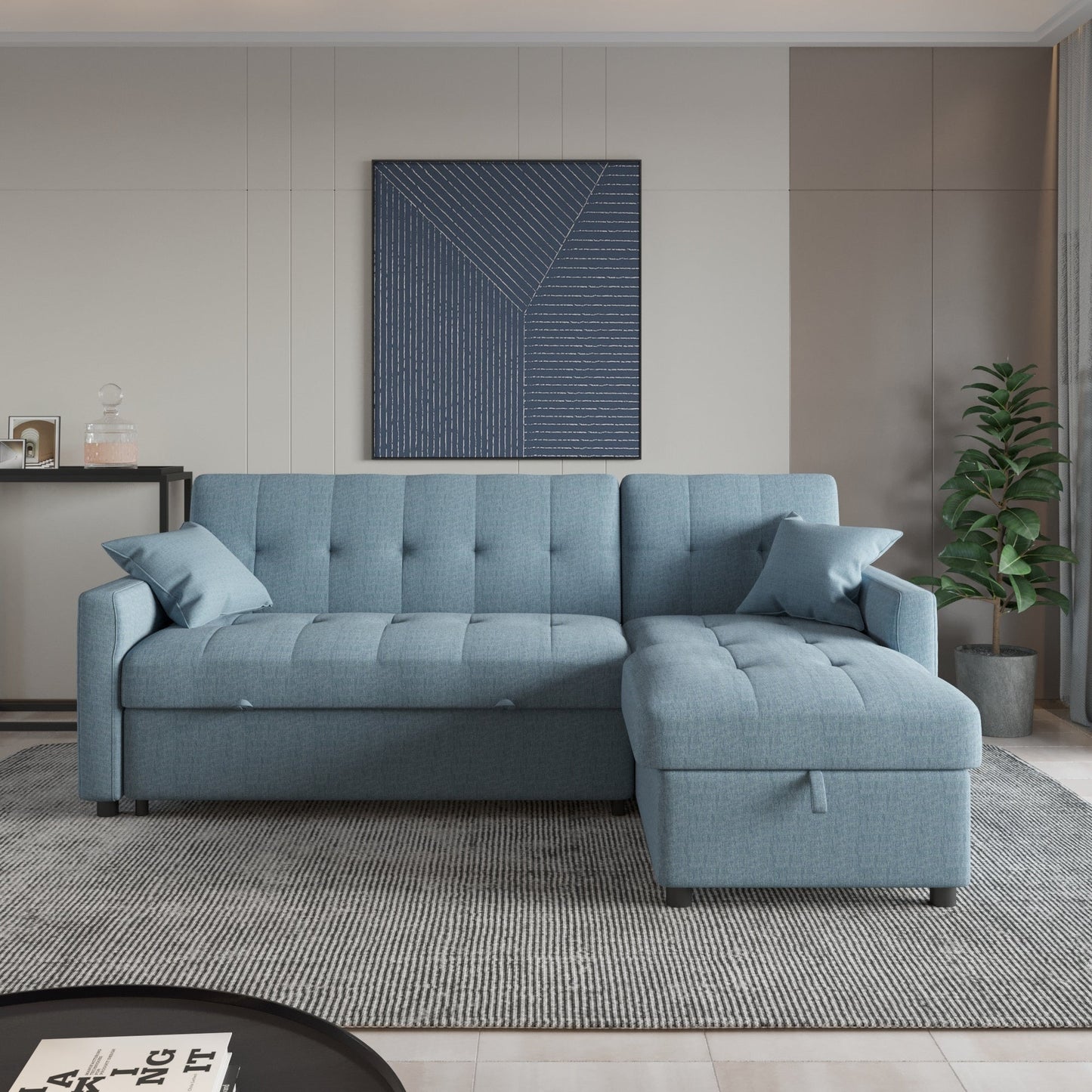 Canapé-lit et chaise longue réversibles de 208 cm de large