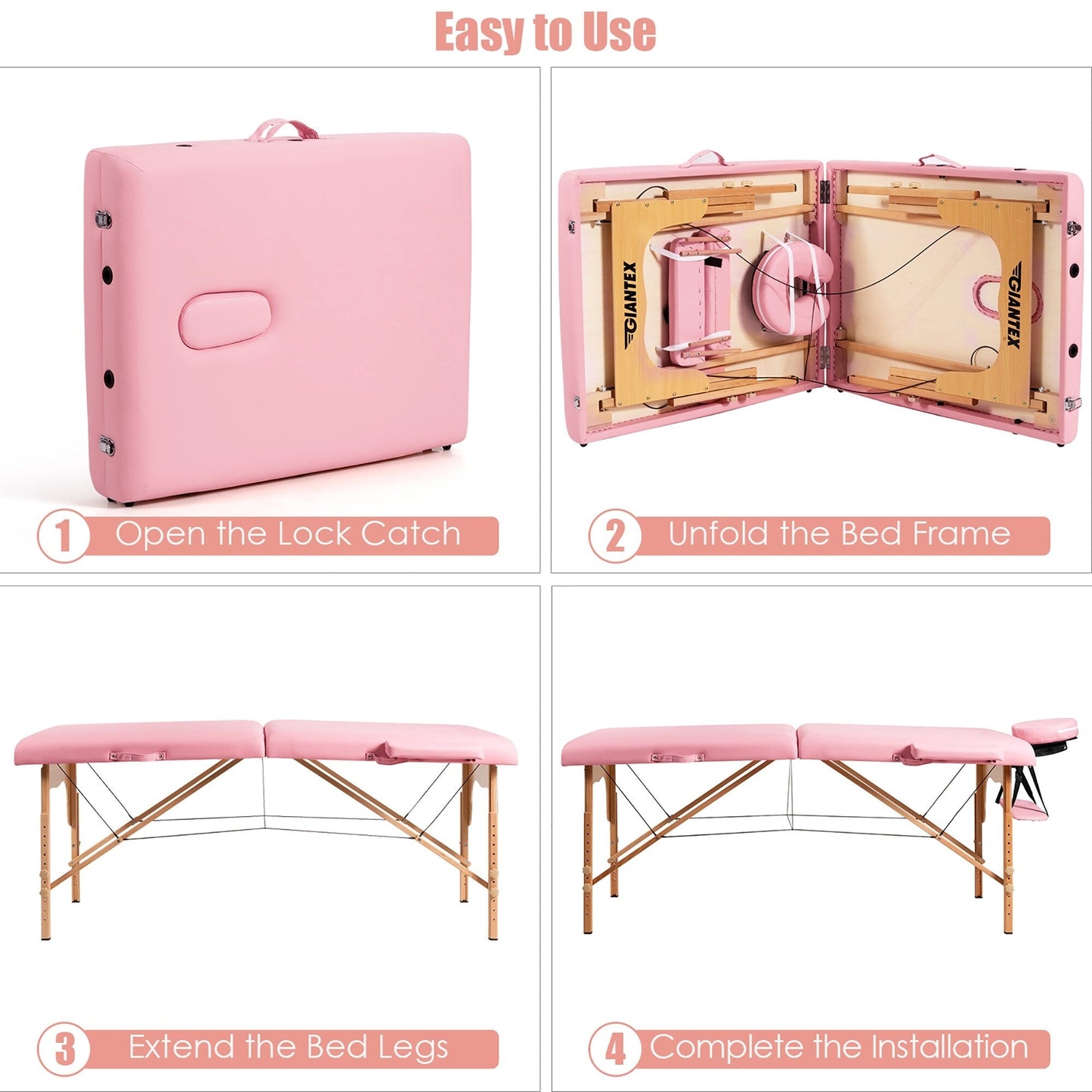 Table de massage portable 84''L, lit de spa facial réglable, pour tatouage, avec sac de transport.