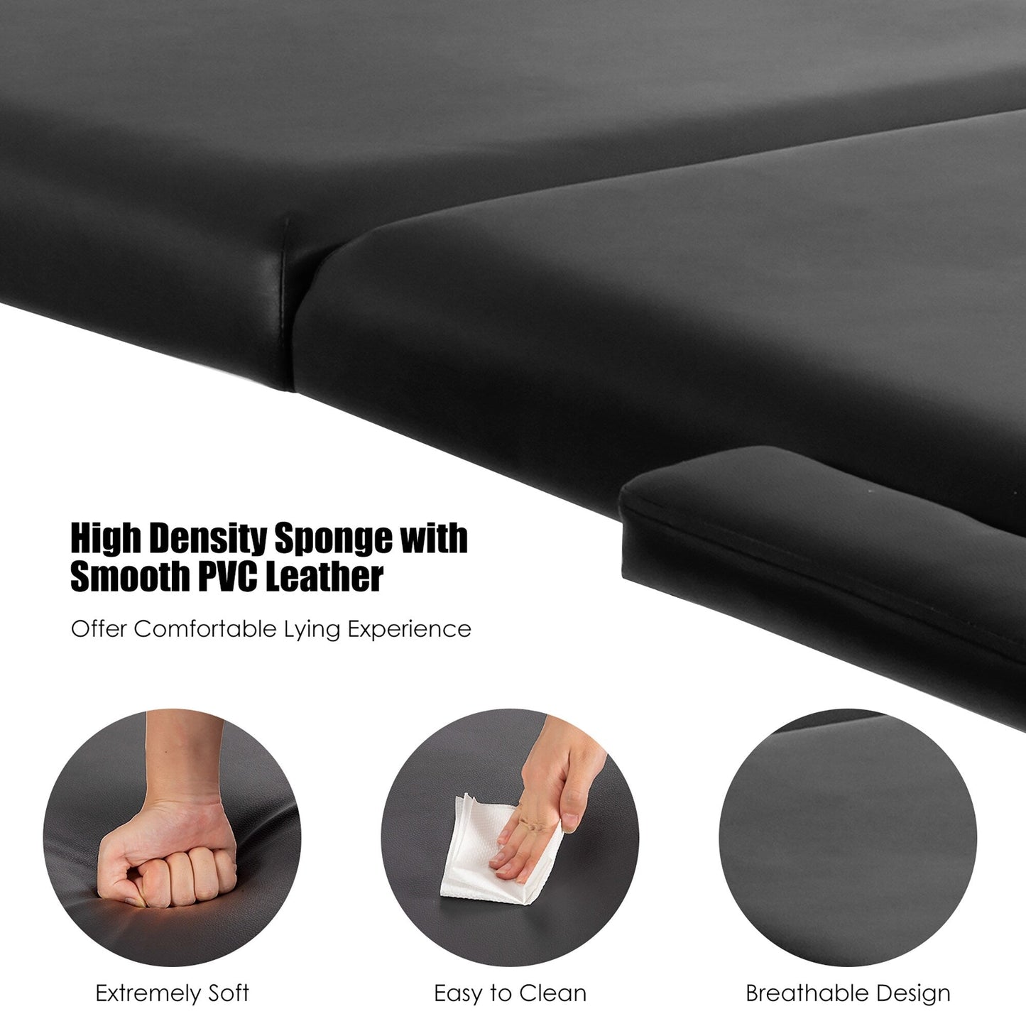 Table de massage portable 84''L, lit de spa facial réglable, pour tatouage, avec sac de transport.