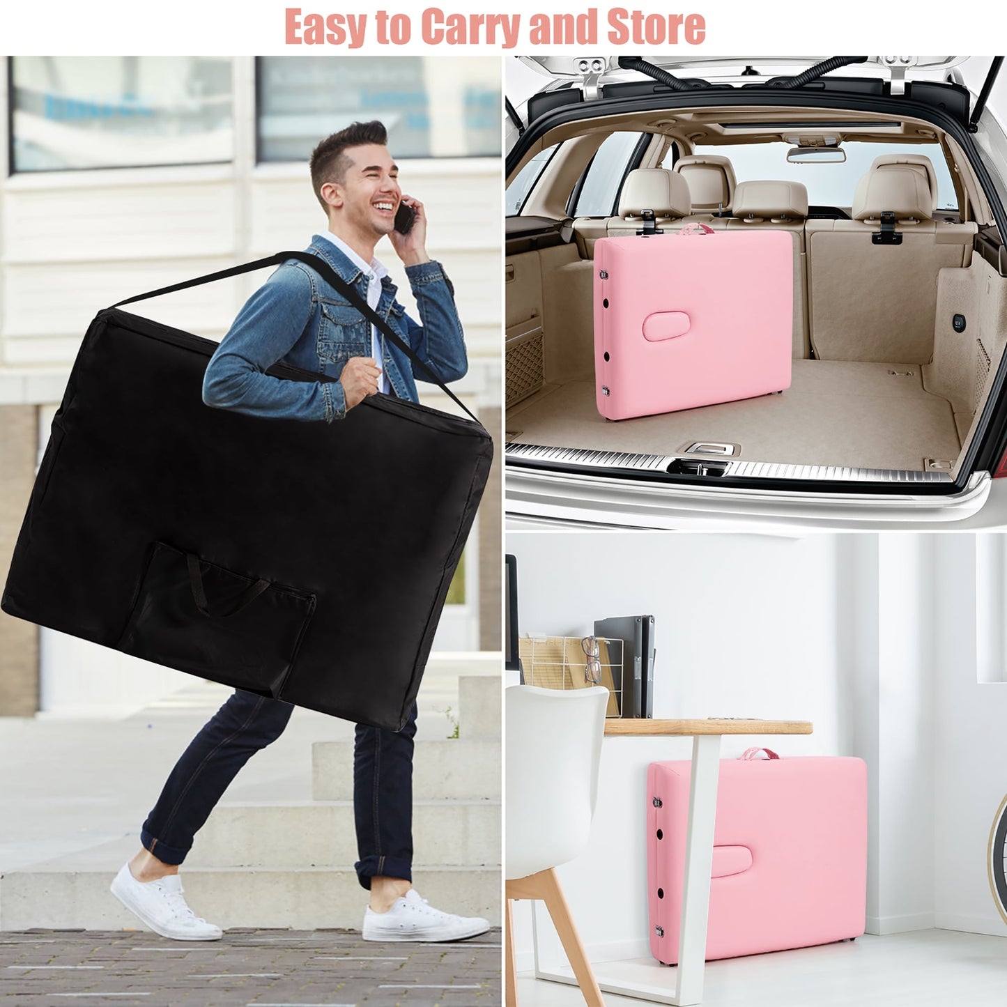 Table de massage portable 84''L, lit de spa facial réglable, pour tatouage, avec sac de transport.