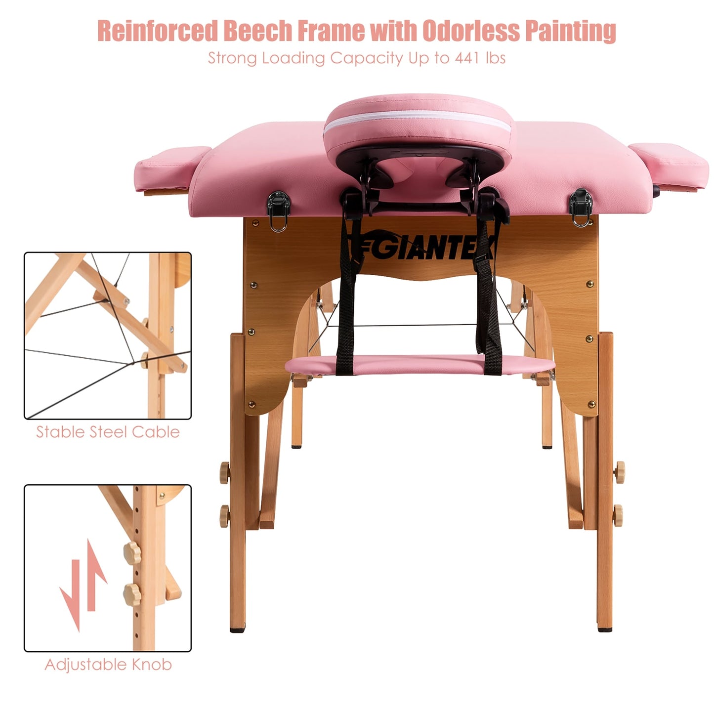 Table de massage portable 84''L, lit de spa facial réglable, pour tatouage, avec sac de transport.