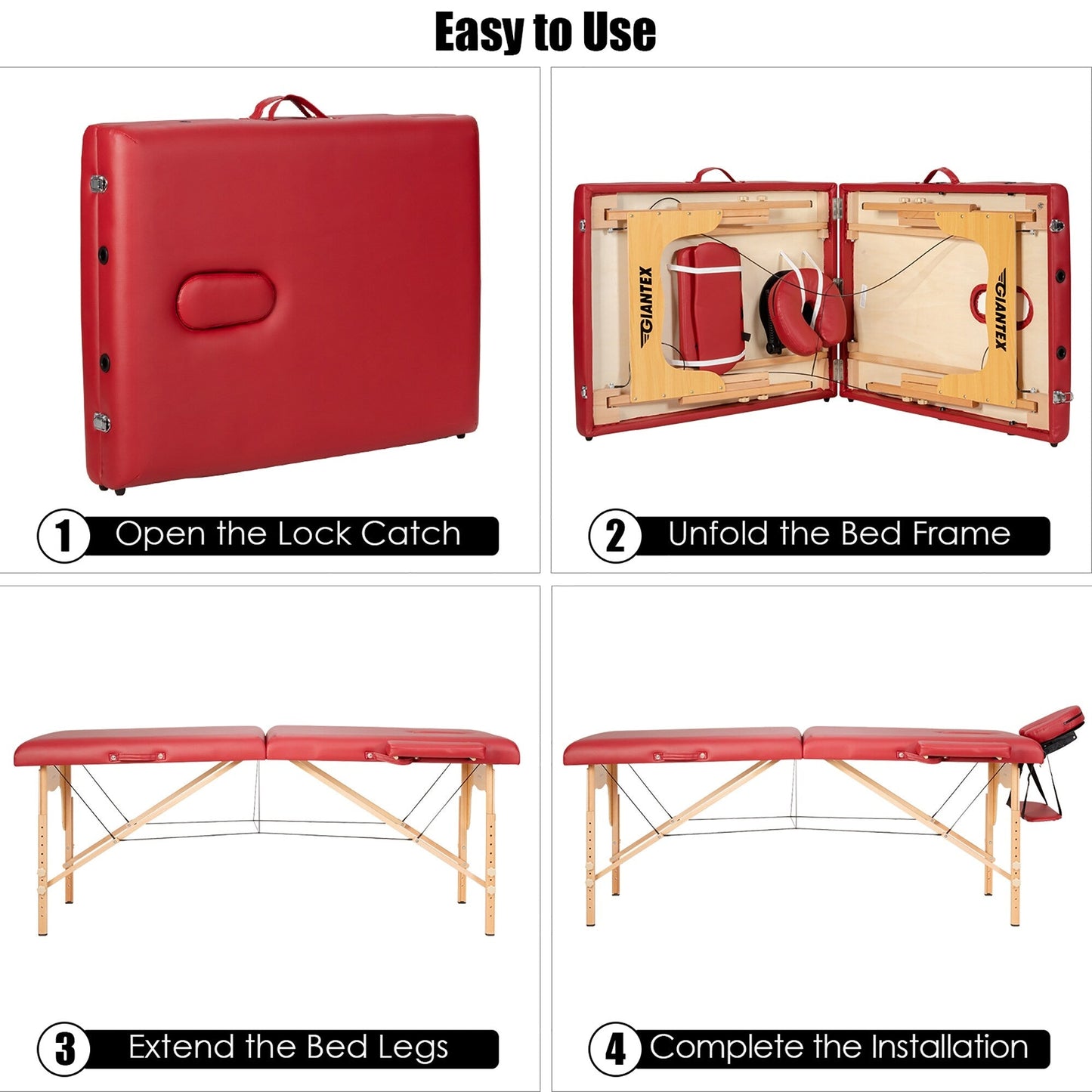 Table de massage portable 84''L, lit de spa facial réglable, pour tatouage, avec sac de transport.