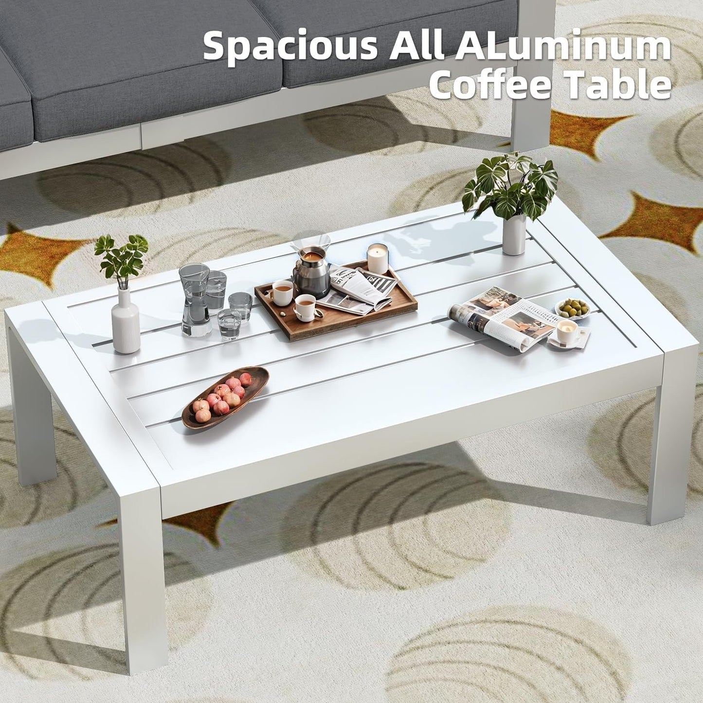 AECOJOY Ensemble de meubles de patio en aluminium 7 pièces, ensemble de conversation d'extérieur