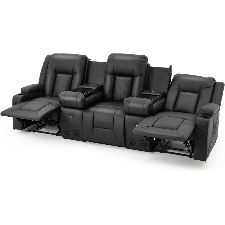 Canapé inclinable AECOJOY, manuel, pour camping-car, canapé inclinable en PU, avec console, pour salon familial.