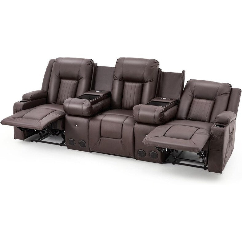 Canapé inclinable AECOJOY, manuel, pour camping-car, canapé inclinable en PU, avec console, pour salon familial.