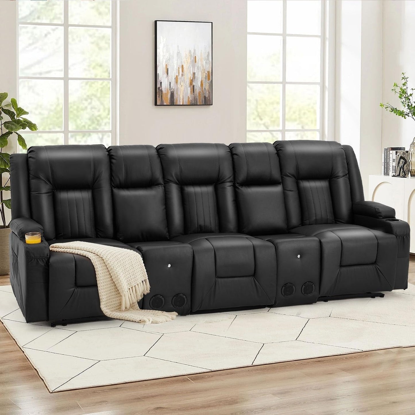 Canapé inclinable AECOJOY, manuel, pour camping-car, canapé inclinable en PU, avec console, pour salon familial.
