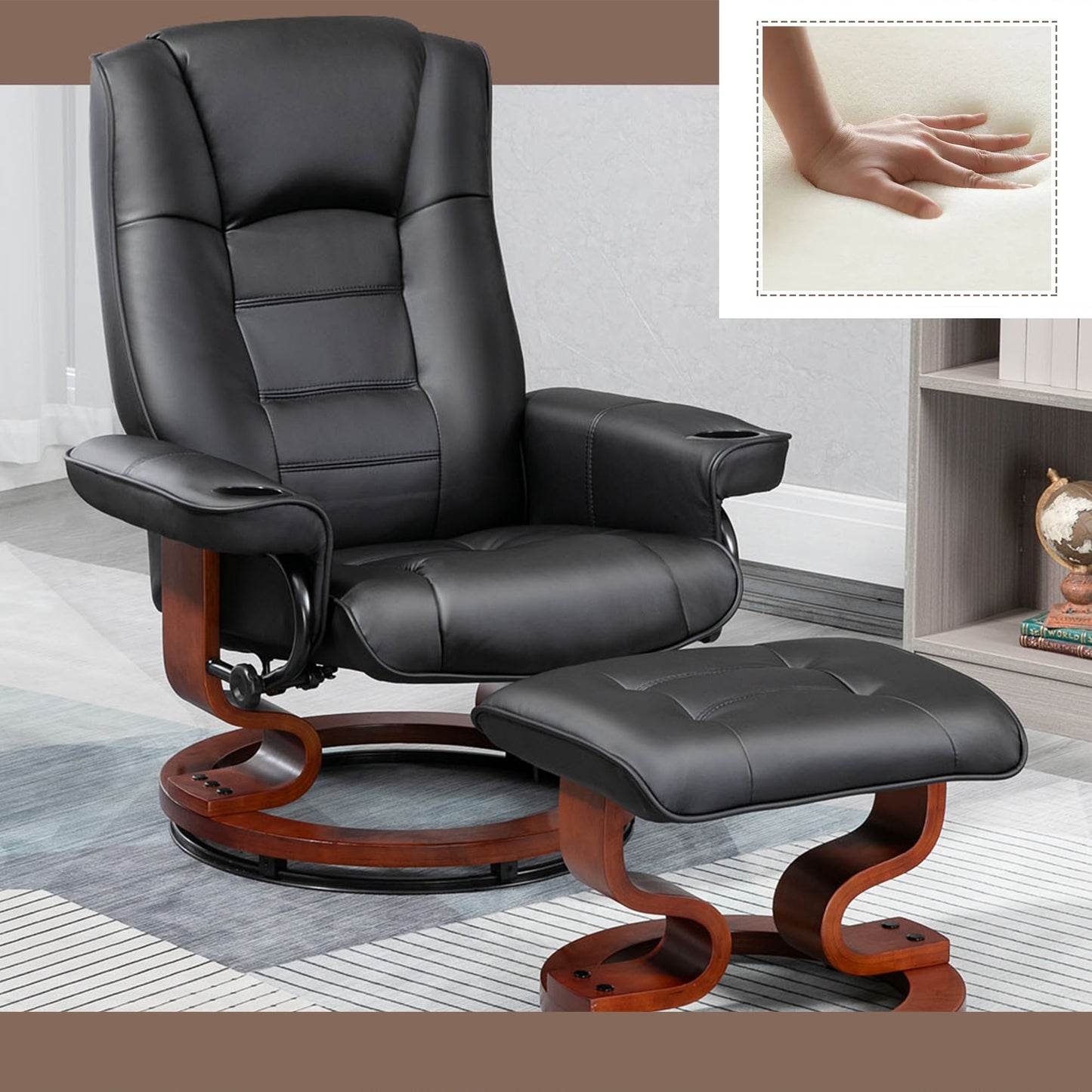 Fauteuil inclinable AVAWING avec pied repose-pieds pivotant