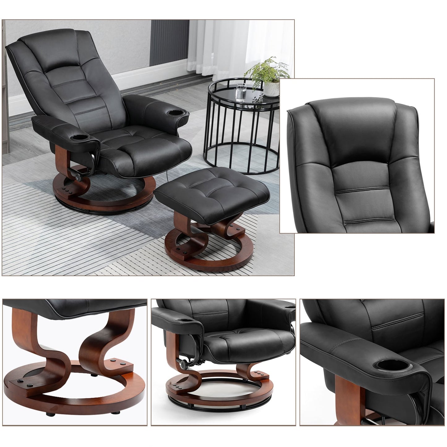 Fauteuil inclinable AVAWING avec pied repose-pieds pivotant