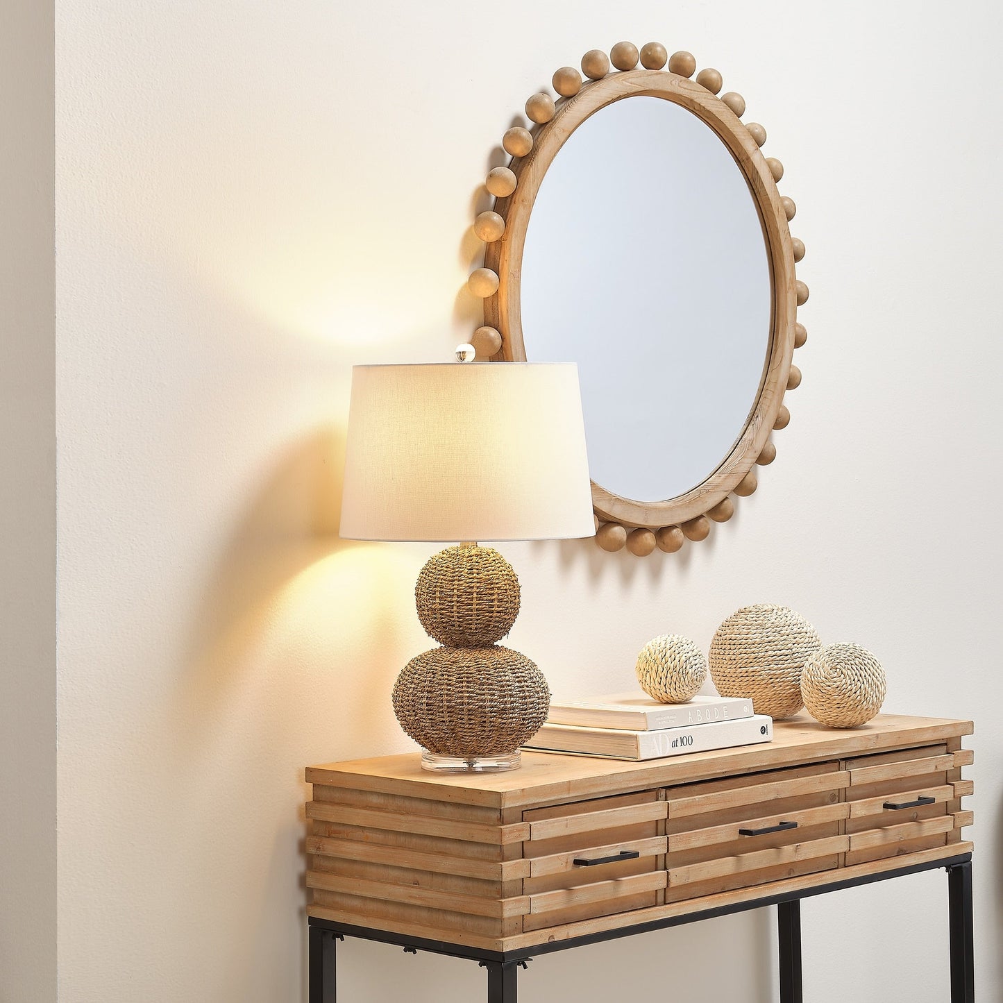 Alden Décor Miroir rond en bois Orion, naturel