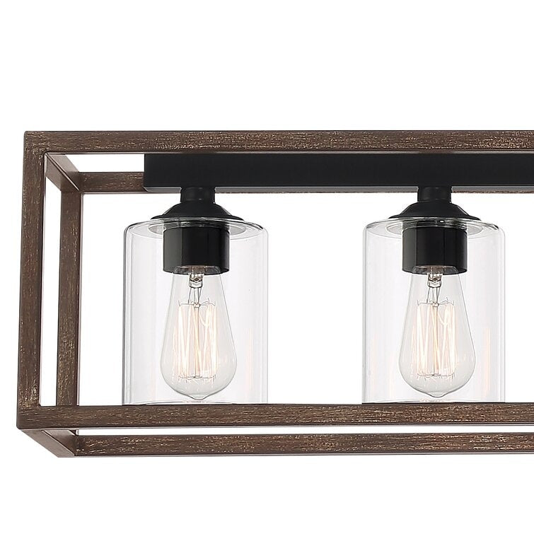 Suspension rectangulaire à 7 lumières Allegray de 52 pouces, style farmhouse, pour îlot de cuisine