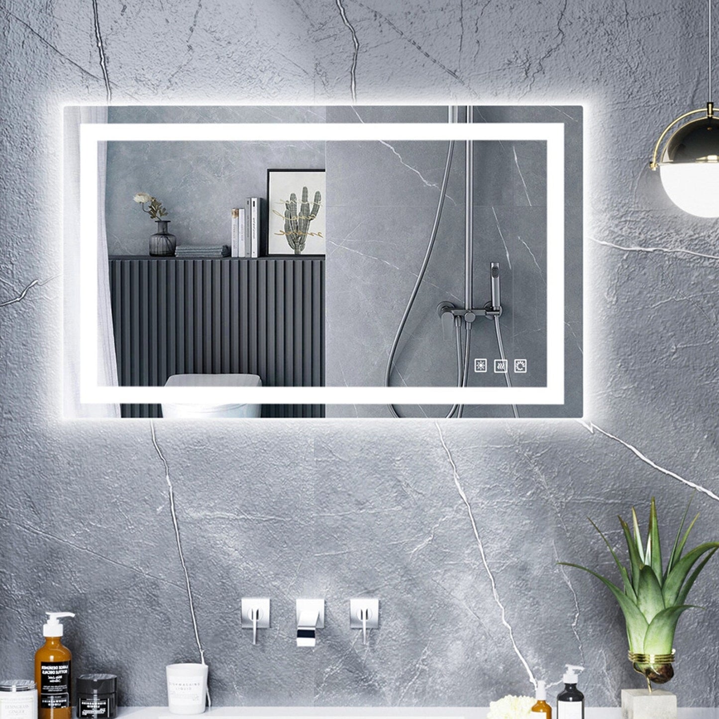 Miroir de salle de bain antibuée avec rétroéclairage RGB et éclairage LED frontal