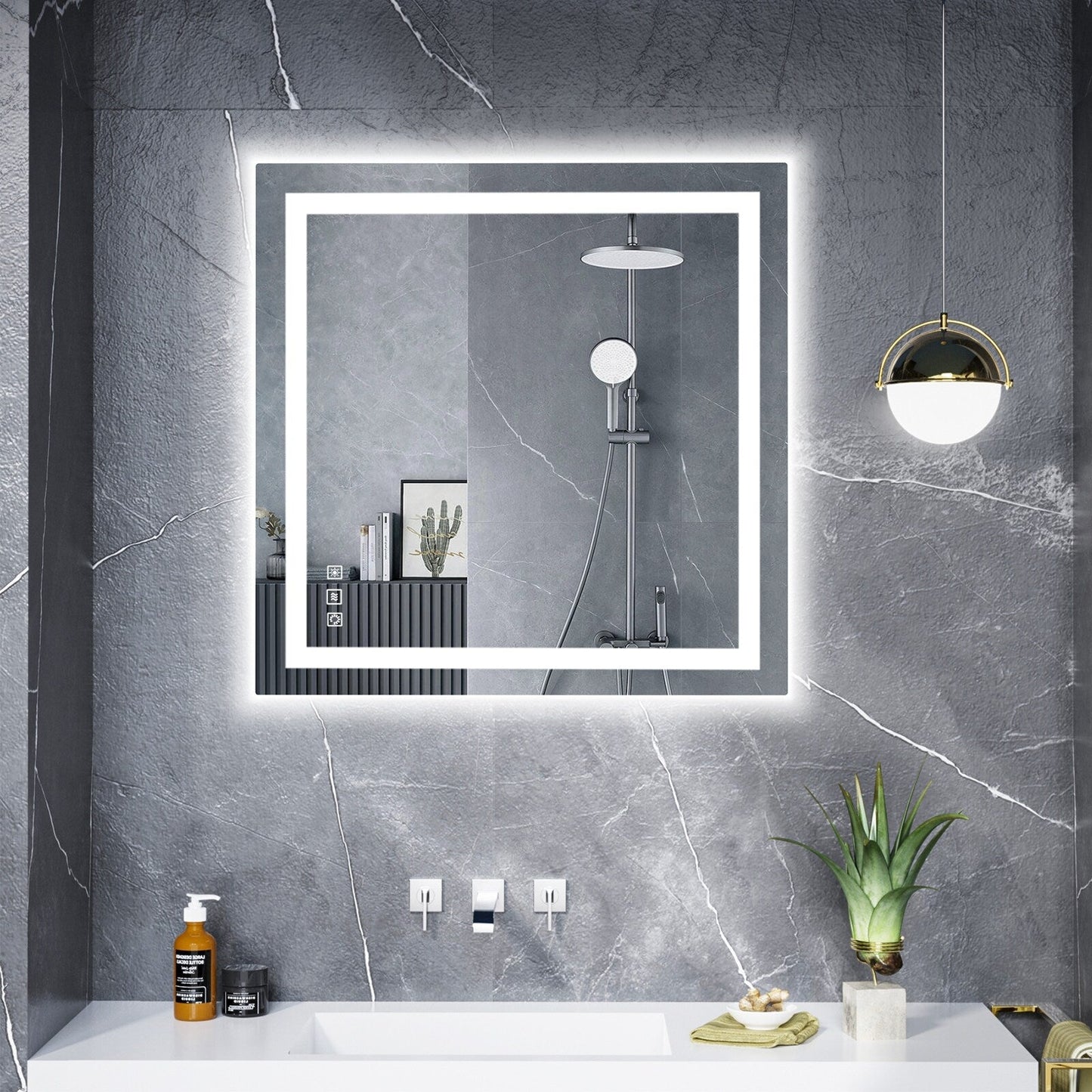 Miroir de salle de bain antibuée avec rétroéclairage RGB et éclairage LED frontal