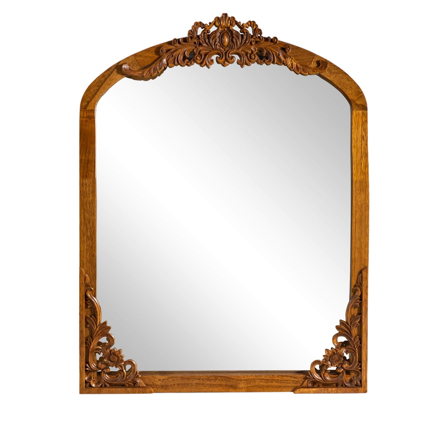 Grand miroir de sol en bois massif sculpté avec arche