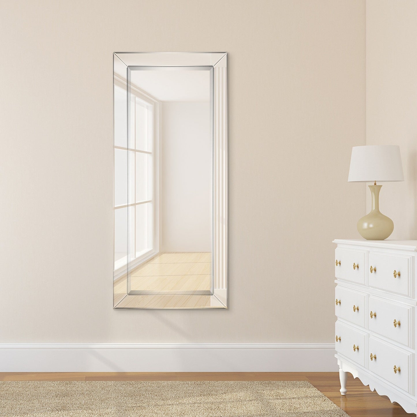 Miroir rectangulaire biseauté transparent haute définition à monter au mur pour salle de bain, meuble-lavabo, chambre à coucher, 3 tailles