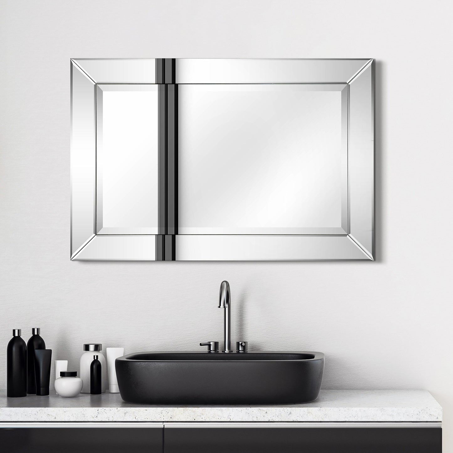 Miroir rectangulaire biseauté transparent haute définition à monter au mur pour salle de bain, meuble-lavabo, chambre à coucher, 3 tailles