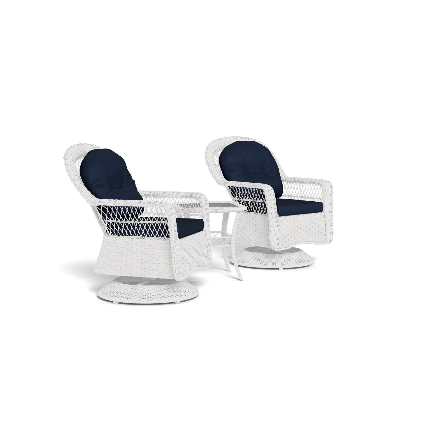 Ensemble de jardin en rotin blanc pour extérieur Biloxi, avec balançoire pivotante (3 pièces)