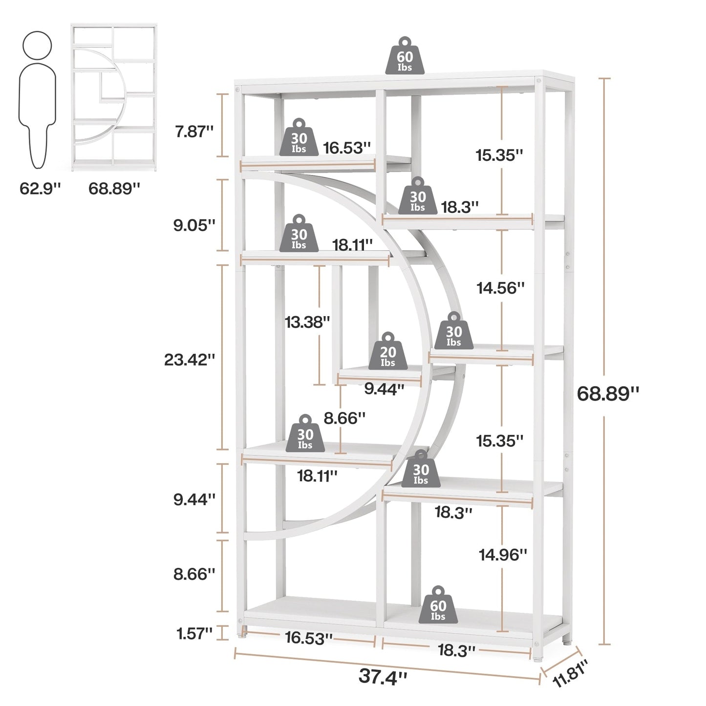 Étagère à livres 5 niveaux, style industriel, pour chambre à coucher, salon, bureau à domicile