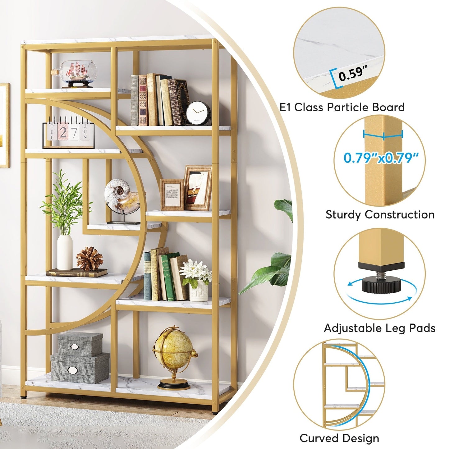 Étagère à livres 5 niveaux, style industriel, pour chambre à coucher, salon, bureau à domicile
