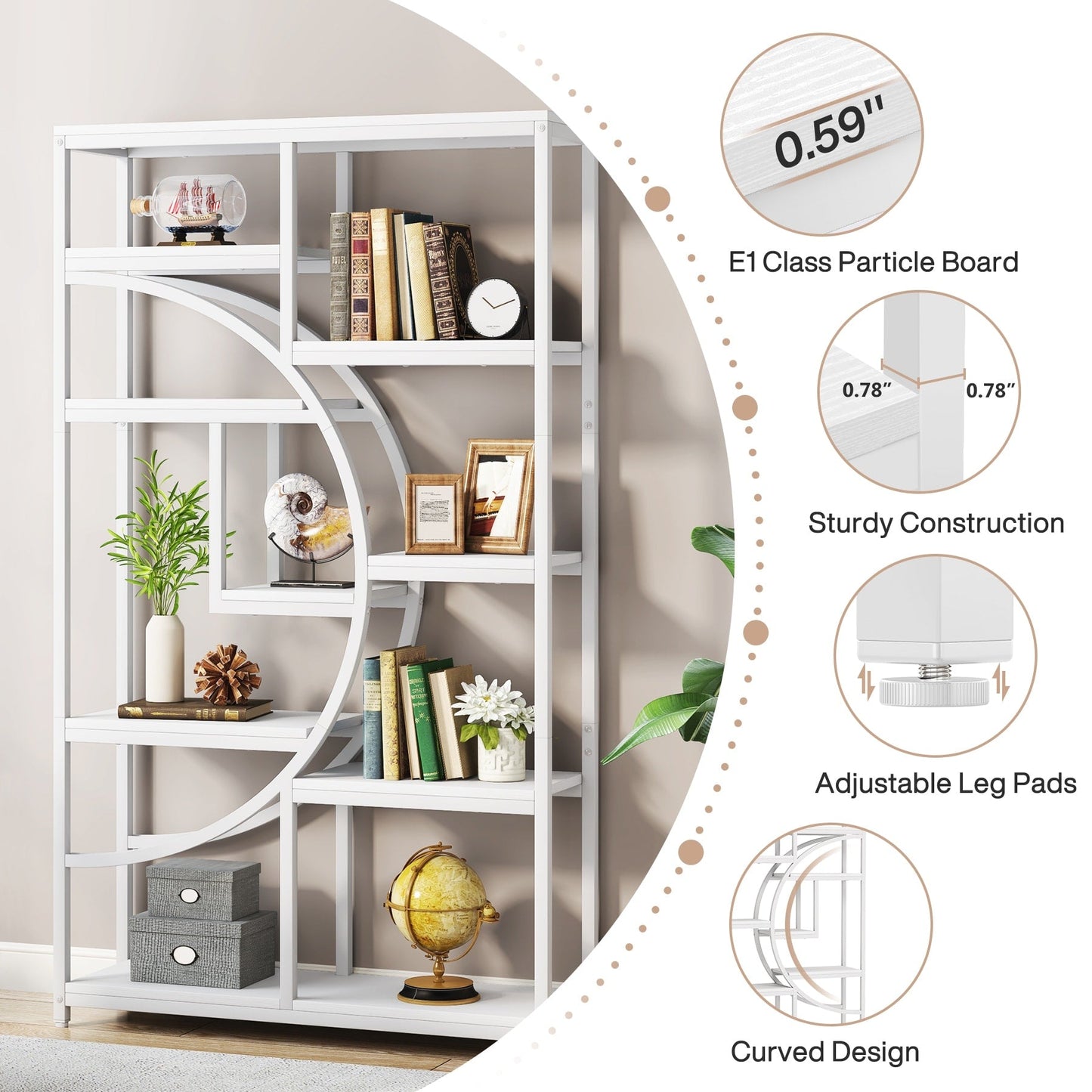 Étagère à livres 5 niveaux, style industriel, pour chambre à coucher, salon, bureau à domicile