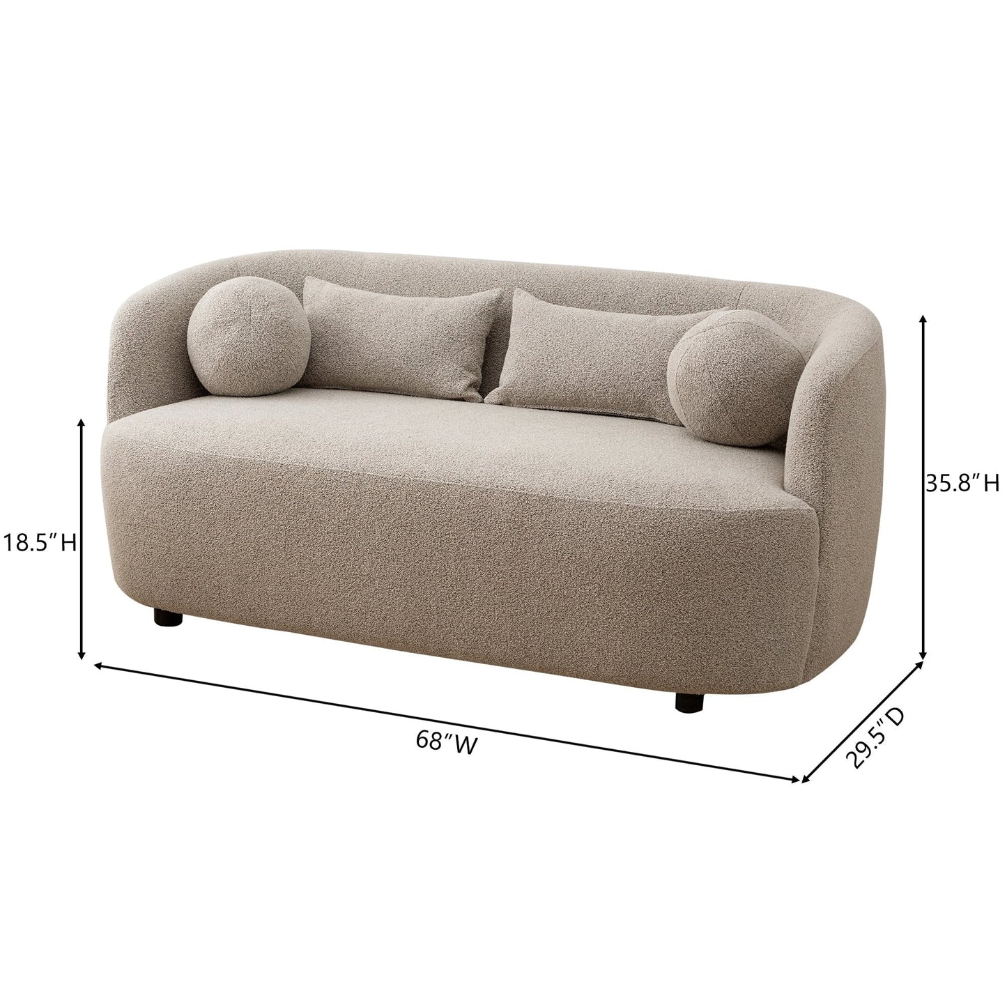 KINWELL Canapé 2 places en boucle avec coussins