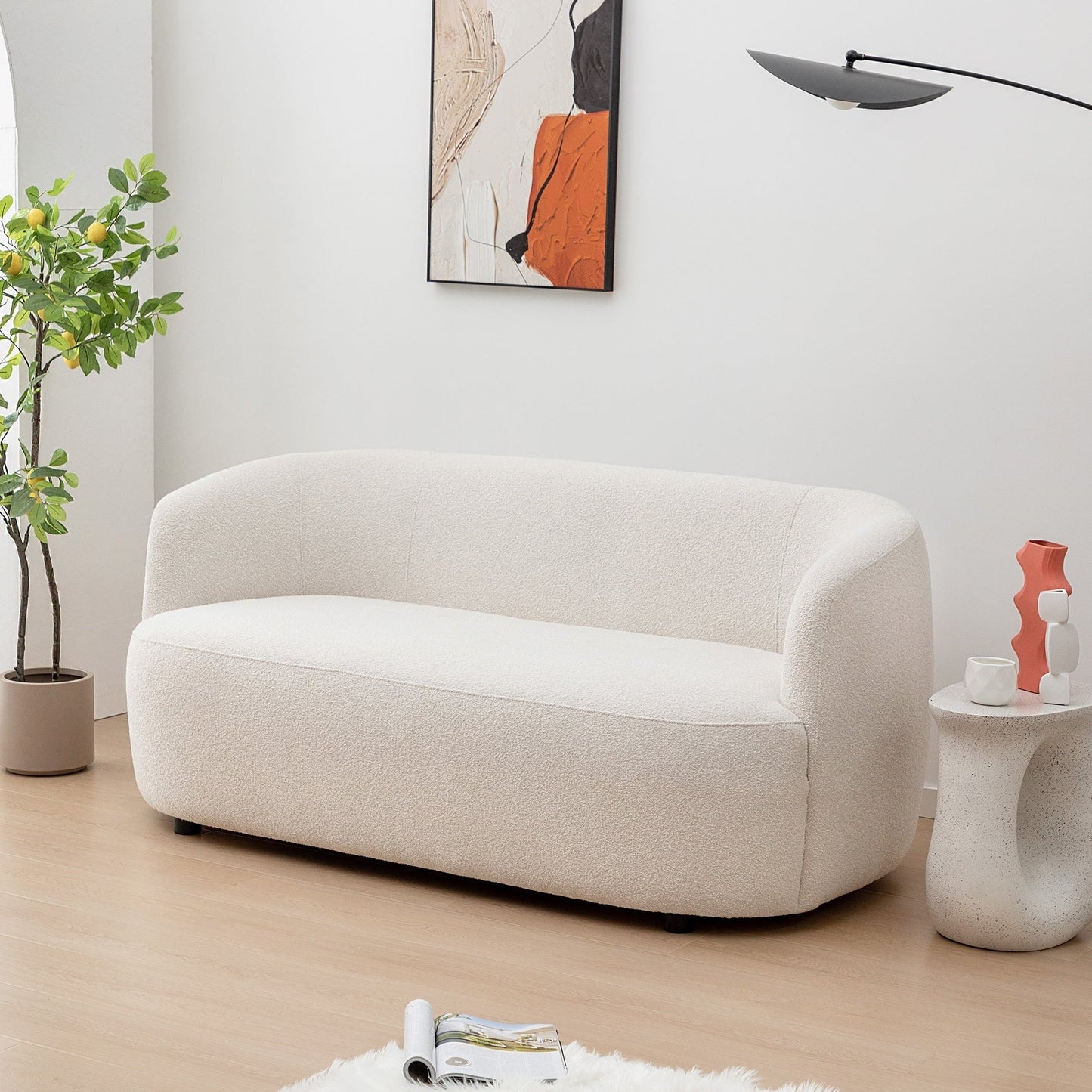 KINWELL Canapé 2 places en boucle avec coussins
