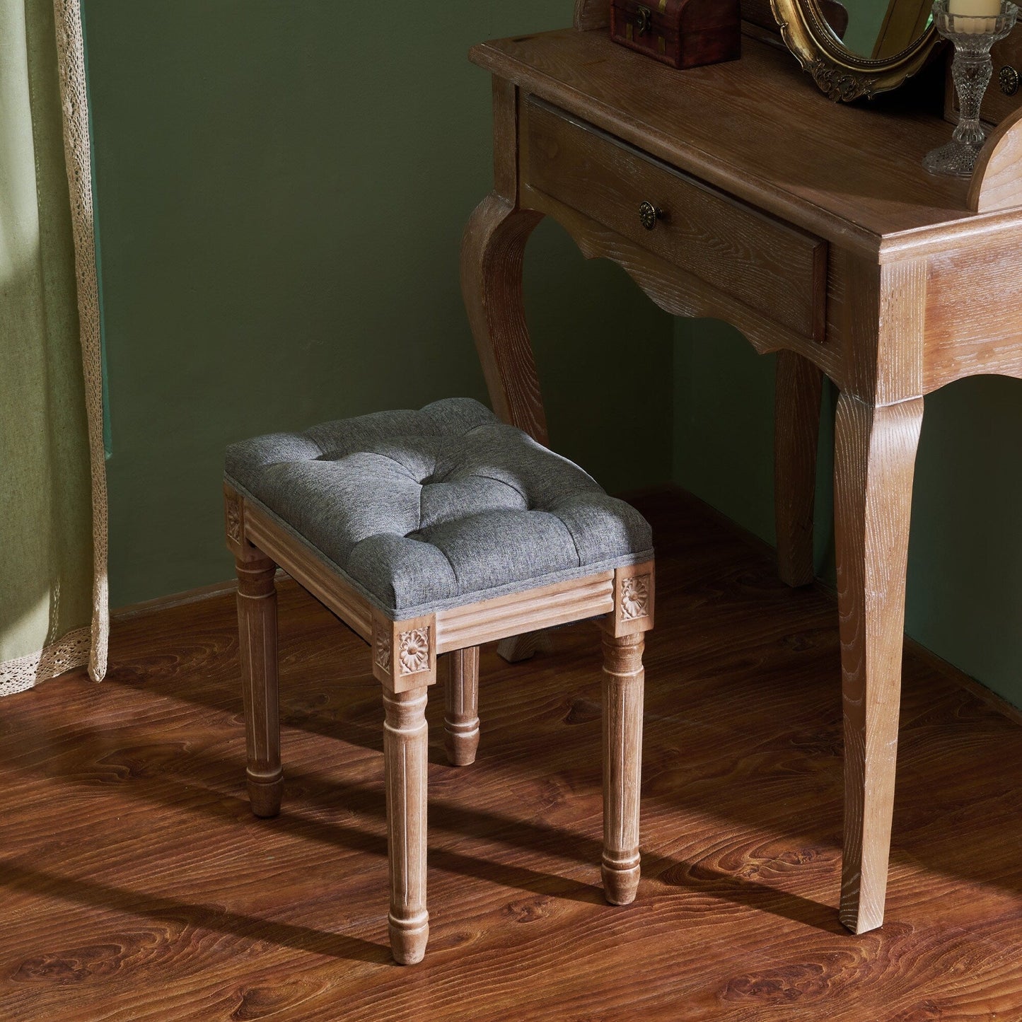 Tabouret de pieds et tabouret de coiffeuse rembourrés CO-Z, style vintage français
