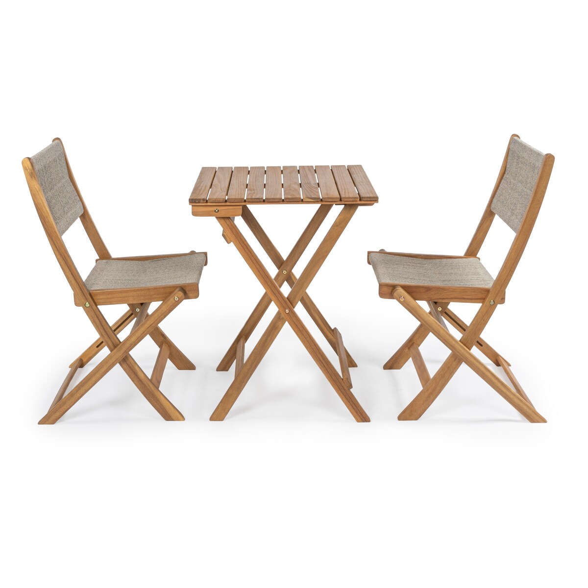 Cadiz Ensemble de bistro pliable pour extérieur en bois d'acacia, style côtier moderne, 3 pièces, par JONATHAN Y