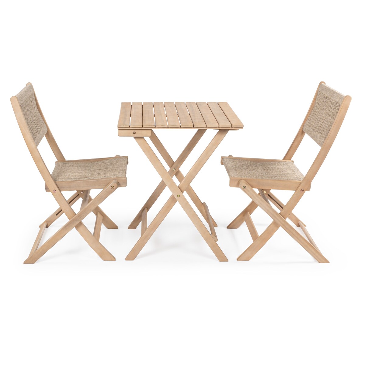 Cadiz Ensemble de bistro pliable pour extérieur en bois d'acacia, style côtier moderne, 3 pièces, par JONATHAN Y